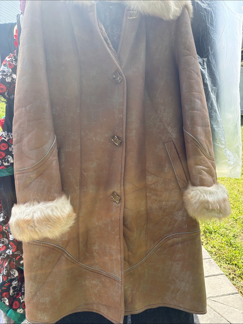 Women's Brown Faux Shearling Trim Coat